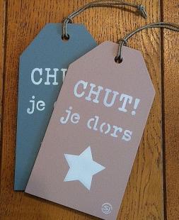TEXT PLAQUE with hook - Text  CHUT! je dors