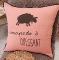 Pillow square wirth black bourdon stitch finishing Escapade à OUESSANT Color : Light pink