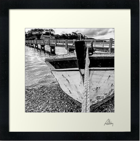 Framed photo "Une Barque devant La Passerelle"